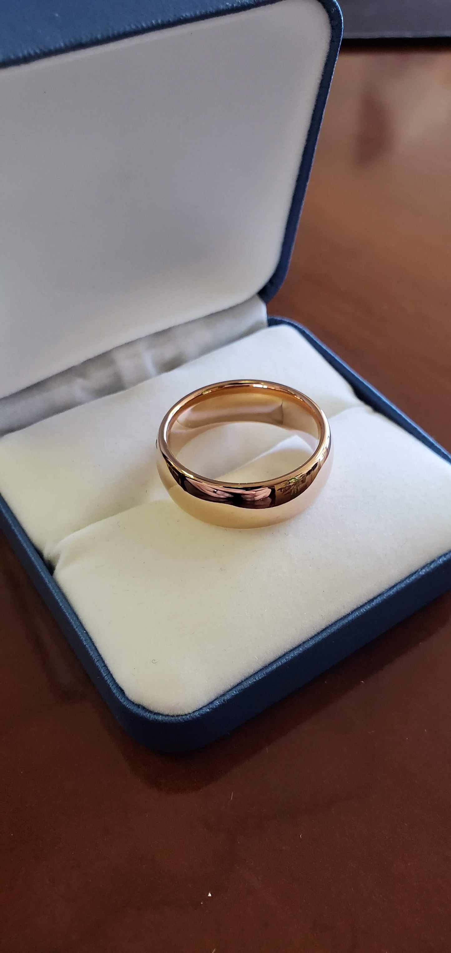 Mens Ring, Rose Gold Colored Tungsten Wedding Band