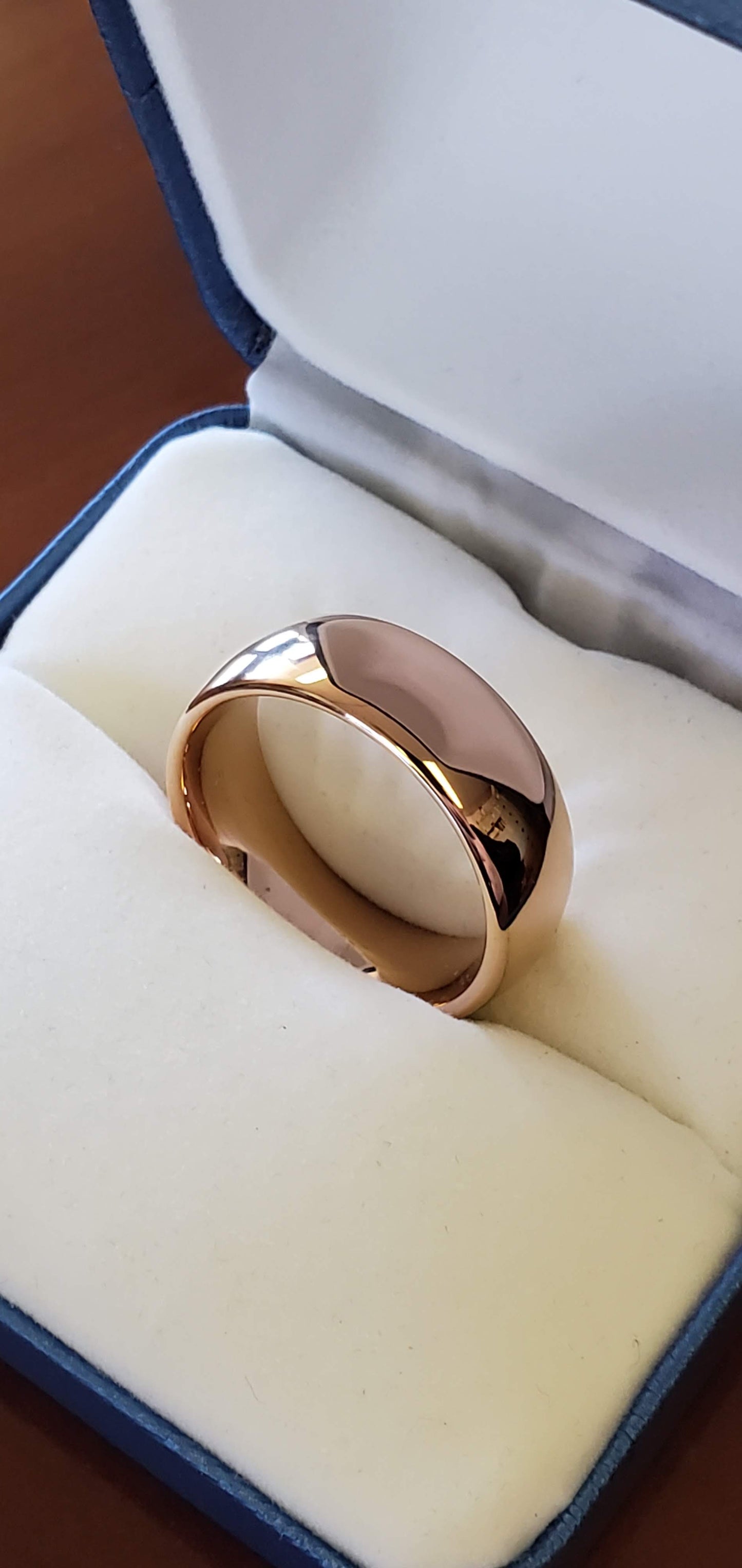 Mens Ring, Rose Gold Colored Tungsten Wedding Band